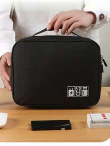 1pc Travel Storage Bag, Earphone Storage Pouch, Portable Digital Makeup Case, Stylish, Multi-Layer, Minimalist, Water-Resistant For Men And Women - Multicolor - View 4