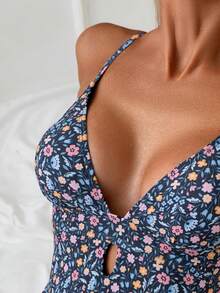 Swim Basics Women's Sexy One-Piece Random Leopard Print Deep V Spaghetti Strap Swimsuit - Multicolor - View 5