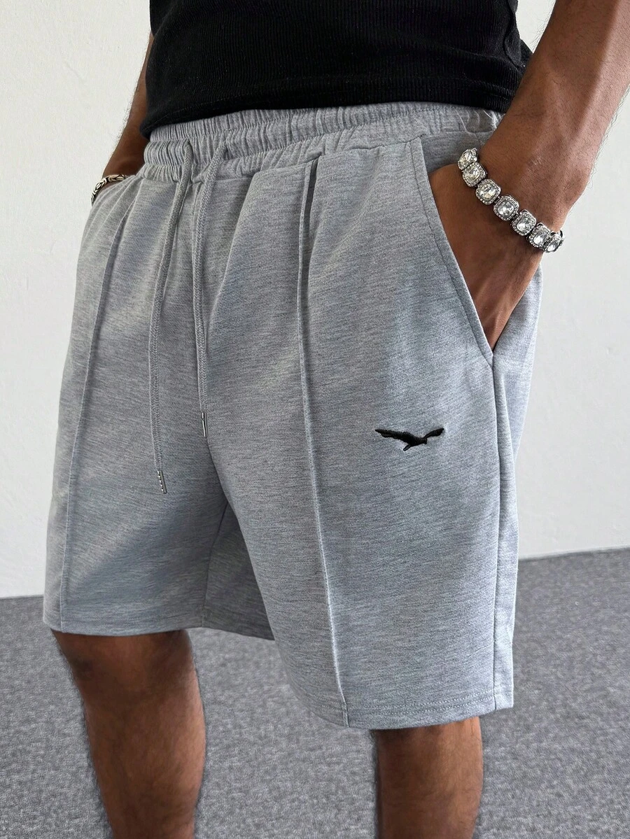 PAVTROS Men's Solid Color Casual Drawstring Elastic Waist Shorts With Pockets, Versatile For Summer Men Shorts Gym Men's Shorts Grey Shorts Men Men Knit Shorts Men's Sweatshorts - Light Grey - View 1