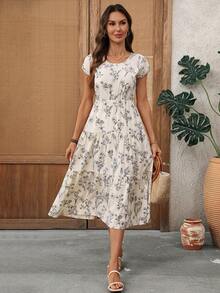 EMERY ROSE 女士碎花印花优雅收腰长裙，适合派对和聚会 - 彩色 - 查看 4