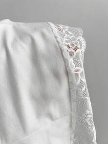 Elamini Women's Spring/Summer Square Neck Ruffle Patchwork Casual Minimalist Camisole - White - View 6