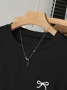 INAWLY 3件套女士夏季上衣，黑、白、棕三色组合，适合办公和休闲场合，运动风格，修身腰部T恤，蝴蝶印花图案 - 彩色 - 查看 4