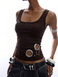 LYSMO 2026 Minimalist Coffee Brown Backless Halter Top, Suitable For Spring/Summer, New Valentine's Day Collection - Coffee Brown - View 4