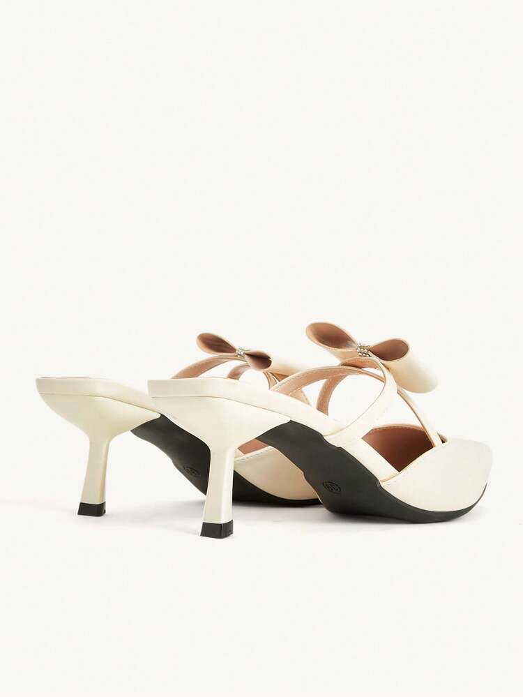 CUCCOO CHICEST Women's Fashionable And Elegant Commuter Rhinestone Bow-Decorated Pointed Pumps Wedding Shoes Summer Shoes Bride Shoes