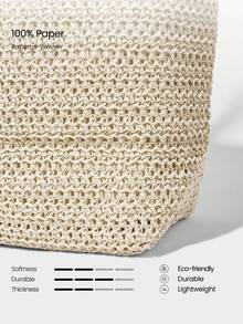 GLOWMODE Large 16L Papyrus Woven Beach Day Lightweight Breathable Zipper Compartment Pockets Magnetic Closure Tote Bag Daily Casual Outdoors Holiday Vacation Beach Wear - Beige - View 6