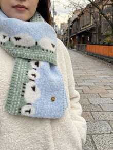 Joivida 1条可爱提花针织女士围巾 – 秋冬保暖百搭围脖 - 彩色 - 查看 2