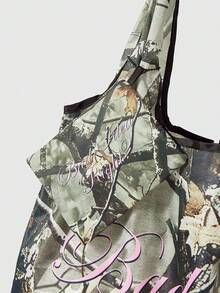 ROMWE Fairycore Túi đựng đồ họa tiết Anh Quốc, dung tích lớn, xách tay, gấp gọn, dùng để mua sắm, có ngăn đựng tiền lẻ, mã sản phẩm 1001646. - Chi nhánh tiếng anh - Xem 4