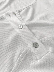 Coolane Đầm ngắn ôm dáng, chất liệu cotton dệt kim gân, kiểu dáng grunge preppy, màu bạc phai, dành cho nữ, thích hợp mặc mùa xuân/hè. - trắng - Xem 8