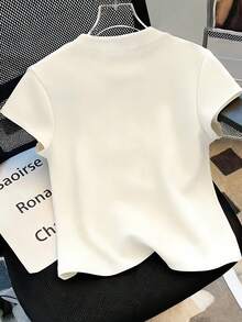 Resyla Niche Design Slim-Fit Chinese Style Short Sleeve T-Shirt For Women - White - View 2