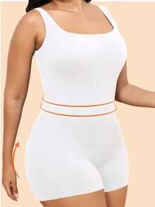 Snug Zone Plus Size Women Solid Color Casual Everyday Romper - White - View 5