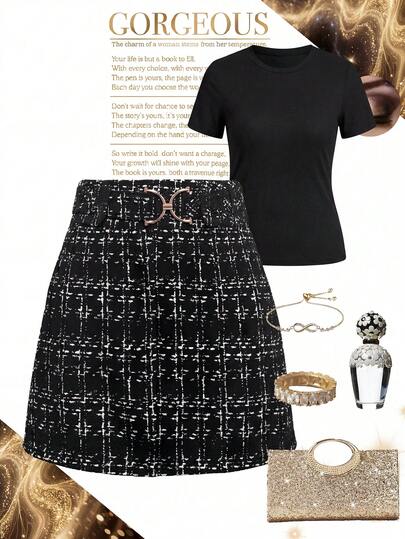 Ellevyn Decorative Button A-Line All-Over Print Elegant Vintage Midi Skirt Elegant Office Siren Old Money Clean Fit Tailored Work Wear Gift For Mom A-Line Festival Outfit Beach Date Night ,Summer