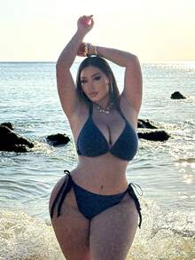 Swim SXY Plus Size Sexy Bikini Set, Sapphire Blue, For Beach & Vacation - Blue - View 4