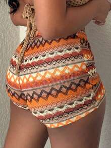 Alexandranx Wywh女性假期打結腰部地理印花卡其色短褲 - 彩色 - 查看 6