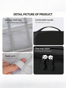 1pc Travel Storage Bag, Earphone Storage Pouch, Portable Digital Makeup Case, Stylish, Multi-Layer, Minimalist, Water-Resistant For Men And Women - Multicolor - View 2