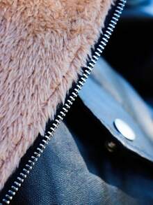 SILVIA DI SANTO Women's Autumn And Winter Black Leather Jacket With Hood, Velvet Lining For Warmth - Black - View 4