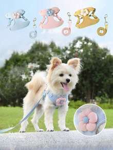 Pet Chest Harness With Leash,Small Dog Teddy Bichon Pomeranian Chest And Back Strap Pup Rope For Walking Training - Pink - View 1