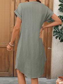 Women's Casual Solid Color Front Button Short Dress For Vacation,Summer Dresses For Women - Green - View 2