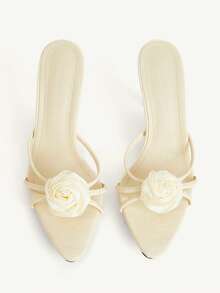 CUCCOO CHICEST 女士尖头多带露跟凉鞋，专业优雅通勤鞋 - 米色 - 查看 2