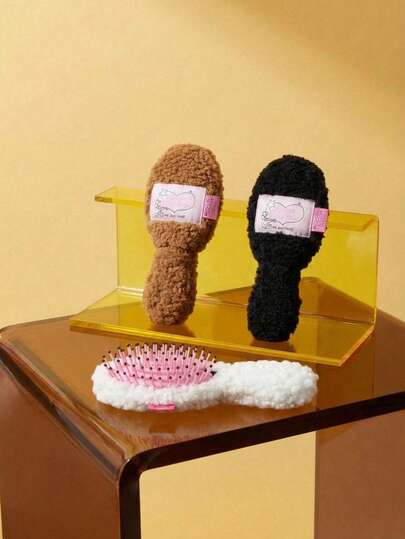 Joivida 1个少女可爱羊毛软垫梳迷你便携防静电按摩造型梳