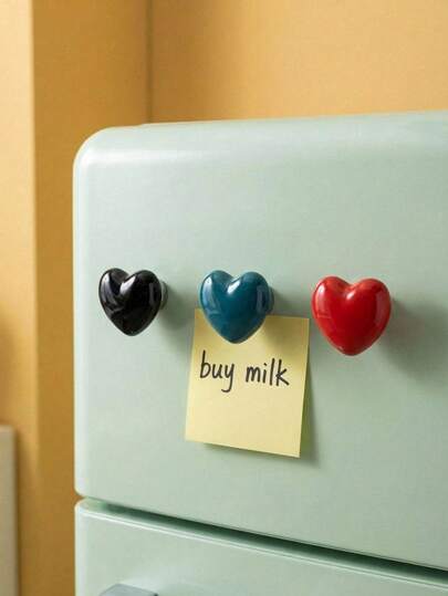 Joivida Ganchos magnéticos redondos y con forma de corazón de estilo nórdico de cerámica, ganchos decorativos de pared resistentes y sin daños para la sala de estar y la entrada, colgadores magnéticos sin taladrar para puertas de refrigerador