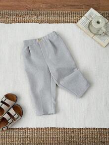 男女童休闲宽松卡其色裤子，春夏款，婴幼儿下装，校服裤 - 卡其色 - 查看 7