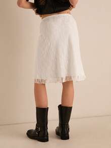 Easelle Minifalda ajustado de encaje blanco para vacaciones de verano de mujer - Blanco - Ver 2