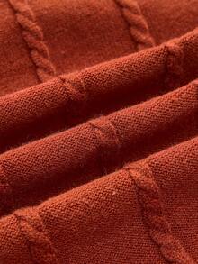 lacRébo Brown Mini Knitted Dress With Volant And Cable Details, Every Occasion - Orange - View 10