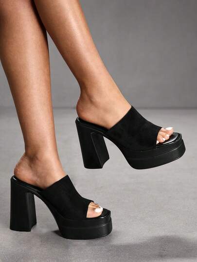 CUCCOO SZL Sandalias de mujer de unicolor minimalistas con suela gruesa y tacón alto, suela de PU ligera y deslizante, adecuadas para uso casual diario en interiores y pueden usarse en Año Nuevo, Día de San Valentín y primavera