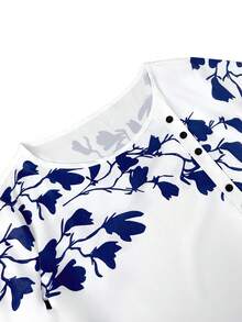 Linavere Women's Casual Floral Print Short Sleeve T-Shirt And Wide Leg Pants 2-Piece Set, Suitable For Spring, Summer And Autumn - White - View 3