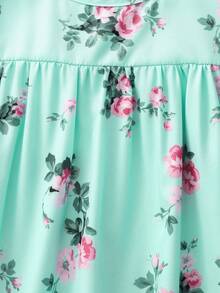 SHEIN 女婴幼儿/新生儿 0-3 岁 春夏休闲百搭可爱甜美俏皮荷叶袖连衣裙，适合日常穿着和外出 - 薄荷綠 - 查看 4