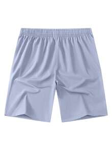 Manfinity Homme Men's Casual Bird Print Drawstring Waist Zipper Slant Pocket Shorts, Suitable For Sports, Daily Commute, Summer - Dusty Blue - View 2