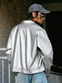 PAVTROS 男士时尚通勤金属夹克 - 灰色 - 查看 8