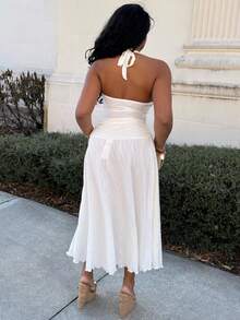 Alexandranx 女士提花吊带上衣和迷你裙两件套，白色裙装，秋季女装，派对、婚礼、外出装扮，优雅女士套装，时尚女士套装，乡村风格女装 - 杏色 - 查看 2