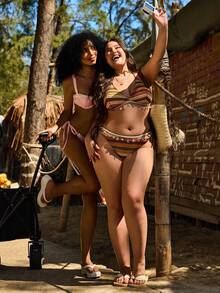 Swim Vcay Plus Size Women Striped Sexy Set - Multicolor - View 6