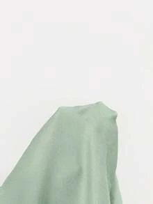 INAWLY 女士休闲纯色系带袖口喇叭袖衬衫 - 薄荷綠 - 查看 5