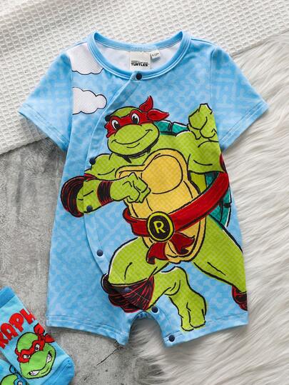 TEENAGE MUTANT NINJA TURTLES | SHEIN 1 bộ áo liền quần kiểu dáng thường ngày dễ thương cho bé trai