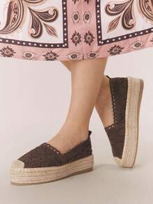 Giày sandal đế xuồng dệt dây Styleloop dành cho nữ, phong cách Bohemian, kiểu dáng cổ điển, thích hợp cho các lễ hội âm nhạc miền Tây nước Mỹ, tiệc tùng hoặc Giáng sinh. - Nâu đậm - Xem 2