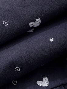 Dazy Kids Tween Girl Heart Print Ruffle Hem Nightgown Loungewear Summer - Navy Blue - View 6