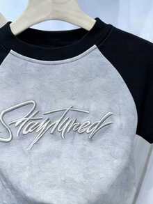 Resyla Áo thun ngắn tay giữ nhiệt phối màu tương phản, thêu chữ. - Nhiều màu - Xem 4