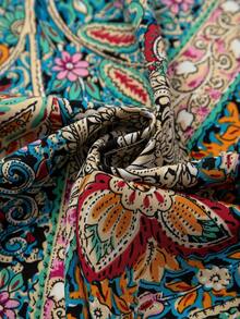 GlowEve CURVE 大码女式复古彩色腰果花V领交叉系带无袖修身衬衫，时尚休闲背心，适合工作、度假、约会等场合，百搭夏季新品 - 彩色 - 查看 4