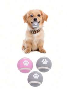 Dog Toy Footprints Pattern Elastic Ball Toys, Used For Training And Interactive Pet Toys - Multicolor - View 9