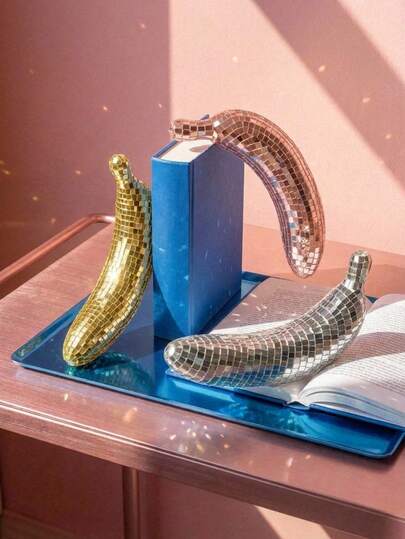 Joivida Retro Disco Mirror Banana Ornament Creative Fruit Shaped Decor For Living Room Entrance Study Desktop Ins Style Internet Celebrity Photo Prop Party Atmosphere Decoration