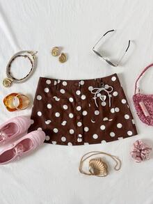 Soleia 女士棕色波点亚麻修身迷你裙，复古优雅，适合假日、休闲、度假、约会、下午茶、音乐节、波西米亚风等场合。 - 彩色 - 查看 7