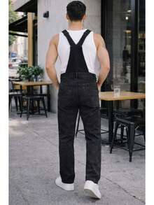 Overol de mezclilla para hombre - Negro Jaspeado - Ver 3