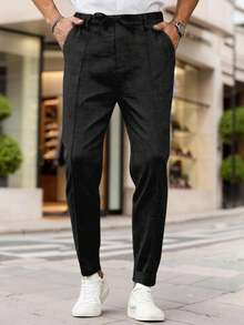 Manfinity Bizformal Men Slant Pocket Tie Front Trousers - Black - View 3