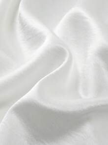 Lyxana Blouse ample en satin blanc perlé à encolure en V et manches à volants, avec ceinture, style élégant français pour femmes en été - Blanc - Voir 5