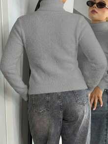 Bethéva 高领保暖内衬厚款保暖打底长袖毛衣，全新秋冬设计 - 灰色 - 查看 3