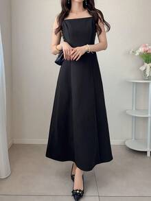 FRIFUL Bộ đồ hai mảnh tay ngắn ngọt ngào dành cho nữ, gồm váy hai dây và áo sơ mi tay cánh hoa buộc eo, thích hợp mặc ở nhà vào mùa hè. - màu đen - Xem 6