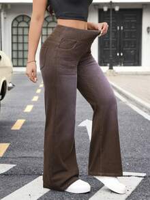 Flexra Quần jeans ống rộng nữ, kiểu dáng thường ngày, đa năng. - Cà phê nâu - Xem 5