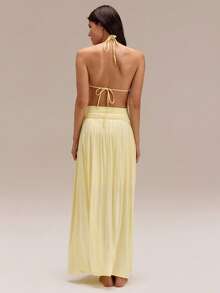 2-In-1 Two-Way Wear Strapless Dress Keep It Breezy Ultra-Fine Soft Texture Side Pockets  Foldable Daily Casual Wear - Yellow - View 9